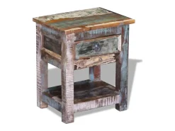 Mesa De Centro| Mesa de centro c/ 1 gaveta madeira reciclada sólida 43x33x51 cm PT785707 Multicor