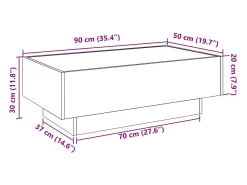 vidaxl Mesa de centro c/ LEDs 90x50x30 cm derivados de madeira^ Mesa De Centro