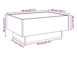 Mesa De Centro*vidaxl Mesa de centro c/ LEDs 70x50x30 cm derivados de madeira Natural claro