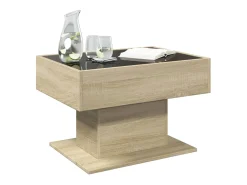 vidaxl Mesa de centro c/ LEDs 70x50x45 cm derivados de madeira Natural claro