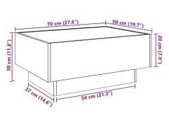 Sale vidaxl Mesa de centro c/ LEDs 70x50x30 cm derivados de madeira Natural claro