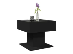 Outlet vidaxl Mesa de centro c/ LEDs 50x50x45cm contraplacado brilhante Preto