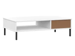 Hot vidaxl Mesa de centro c/ pernas de metal pinho maciço OSLO Branco