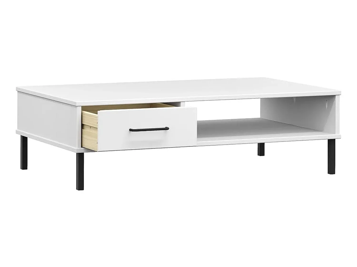 Mesa de centro c/ pernas de metal pinho maciço OSLO PT168139^ Mesa De Centro