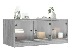 Mesa De Centro*vidaxl Mesa de centro c/ portas de vidro 102x50x42 cm cinza sonoma Cinzento