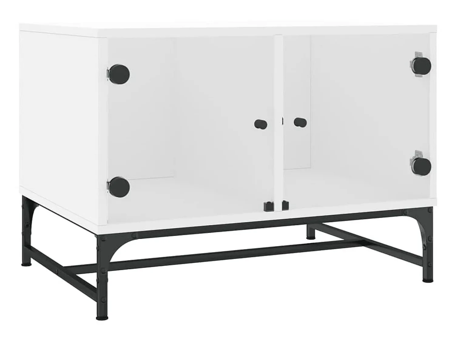 Mesa De Centro| Mesa de centro c/ portas de vidro 68,5x50x50 cm PT357617 Branco