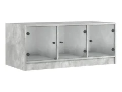 Mesa de centro c/ portas de vidro 102x50x42 cm cinza cimento PT126808^ Mesa De Centro