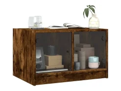 vidaxl Mesa de centro c/ portas de vidro 68x50x42 cm carvalho fumado^ Mesa De Centro