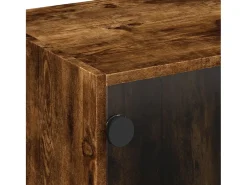 vidaxl Mesa de centro c/ portas de vidro 68x50x42 cm carvalho fumado^ Mesa De Centro