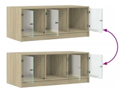Mesa De Centro*vidaxl Mesa de centro c/ portas de vidro 102x50x42 cm carvalho sonoma Natural claro