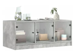 Discount vidaxl Mesa de centro c/ portas de vidro 102x50x42 cm cinza cimento Cinzento