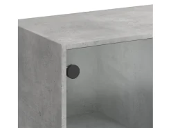 Discount vidaxl Mesa de centro c/ portas de vidro 102x50x42 cm cinza cimento Cinzento