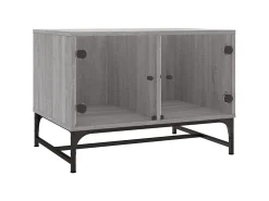 Mesa de centro c/ portas de vidro 68,5x50x50 cm cinza sonoma PT877834^ Mesa De Centro
