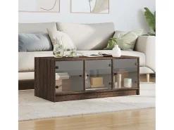 Mesa De Centro* Mesa de centro c/ portas de vidro 102x50x42cm carvalho PT969895 Castanho