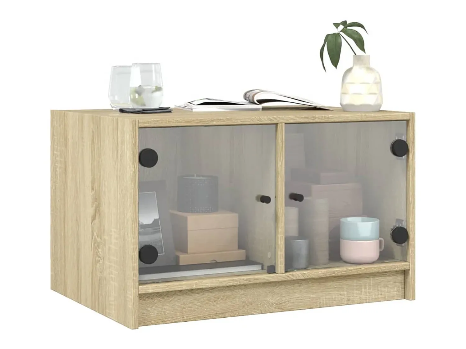Mesa De Centro|vidaxl Mesa de centro c/ portas de vidro 68x50x42 cm carvalho sonoma Natural claro