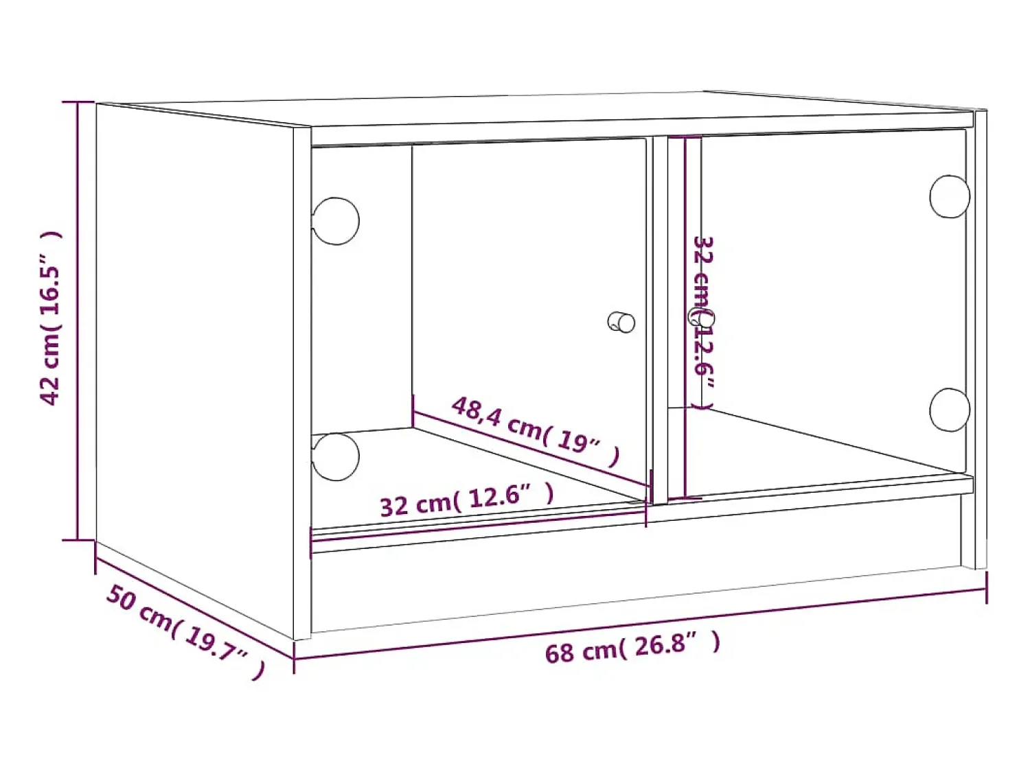 Mesa De Centro|vidaxl Mesa de centro c/ portas de vidro 68x50x42 cm carvalho sonoma Natural claro