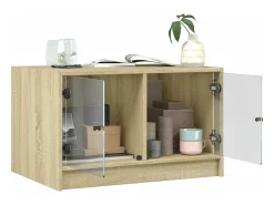 Mesa De Centro|vidaxl Mesa de centro c/ portas de vidro 68x50x42 cm carvalho sonoma Natural claro