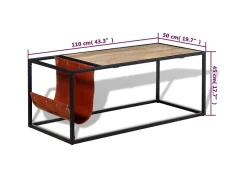 Mesa De Centro|vidaxl Mesa de centro c/ suporte de revistas pele genuína 110x50x45 cm Multicor