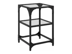 vidaxl Mesa de centro c/ tampo em vidro 30x30x45 cm aço^ Mesa De Centro