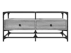 Sale Mesa de centro c/ topo de vidro 98,5x50x45 cm cinza sonoma aço PT471761 Cinzento