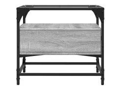 Mesa de centro c/ topo de vidro 50x50x45 cm cinza sonoma aço PT507040^ Mesa De Centro