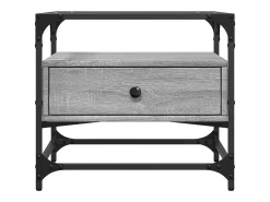 Mesa de centro c/ topo de vidro 50x50x45 cm cinza sonoma aço PT507040^ Mesa De Centro