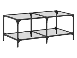 Mesa De Centro| Mesa de centro c/ topo em vidro 98,5x50x40 cm aço PT763302 Transparente