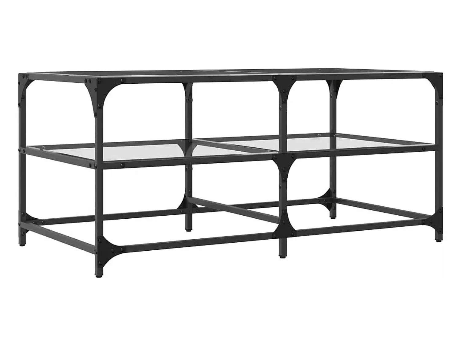 Mesa De Centro*vidaxl Mesa de centro c/ topo em vidro 98,5x50x45 cm aço Transparente