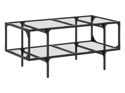 Mesa De Centro* Mesa de centro c/ topo em vidro 98,5x50x45 cm aço PT368219 Transparente