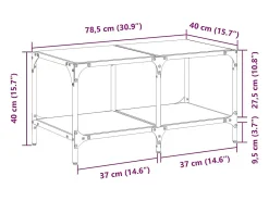 Mesa De Centro*vidaxl Mesa de centro c/ topo em vidro 78,5x40x40 cm aço Transparente