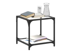 Mesa de centro c/ topo em vidro 40x40x40 cm aço PT749424^ Mesa De Centro