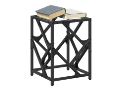 Mesa de centro c/ topo em vidro 30x30x41 cm aço PT450243^ Mesa De Centro