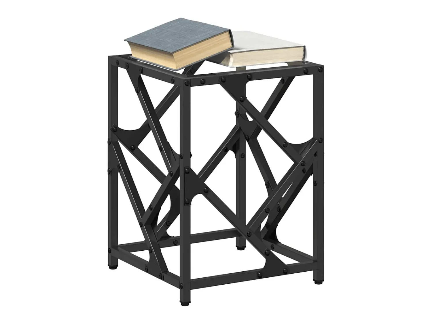 Mesa de centro c/ topo em vidro 30x30x41 cm aço PT450243^ Mesa De Centro