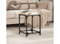 Mesa de centro c/ topo em vidro 30x30x40 cm aço PT974777^ Mesa De Centro