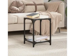 Mesa de centro c/ topo em vidro 30x30x40 cm aço PT779353^ Mesa De Centro