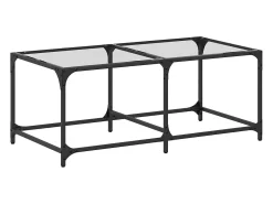 vidaxl Mesa de centro c/ topo em vidro 98,5x50x40 cm aço^ Mesa De Centro