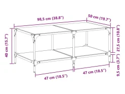 Mesa De Centro|vidaxl Mesa de centro c/ topo em vidro 98,5x50x40 cm aço Transparente