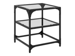 Hot vidaxl Mesa de centro c/ topo em vidro 40x40x45 cm aço Transparente