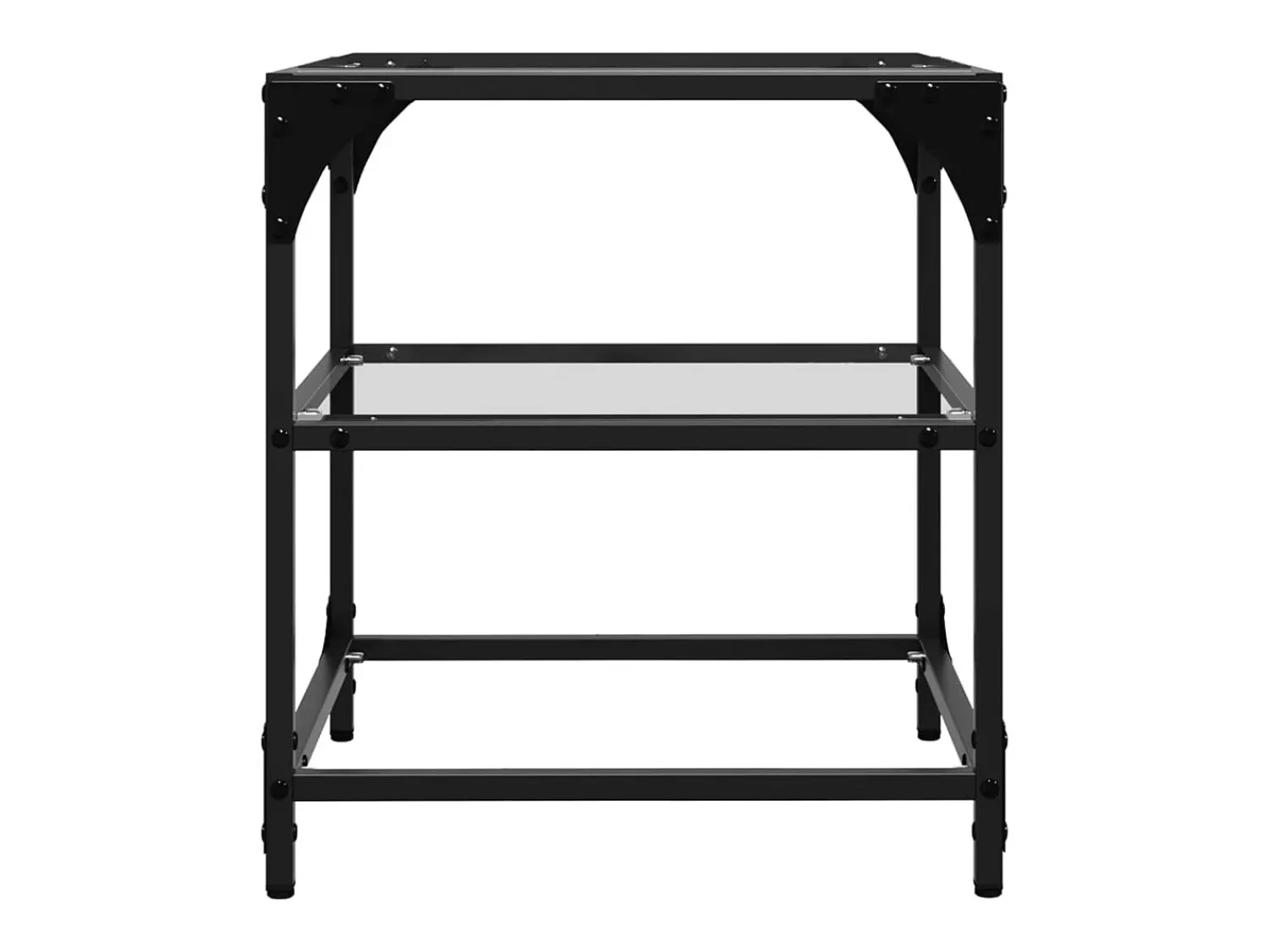 Mesa de centro c/ topo em vidro 40x40x45 cm aço PT561185^ Mesa De Centro