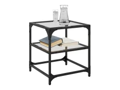 Mesa de centro c/ topo em vidro 40x40x45 cm aço PT561185^ Mesa De Centro