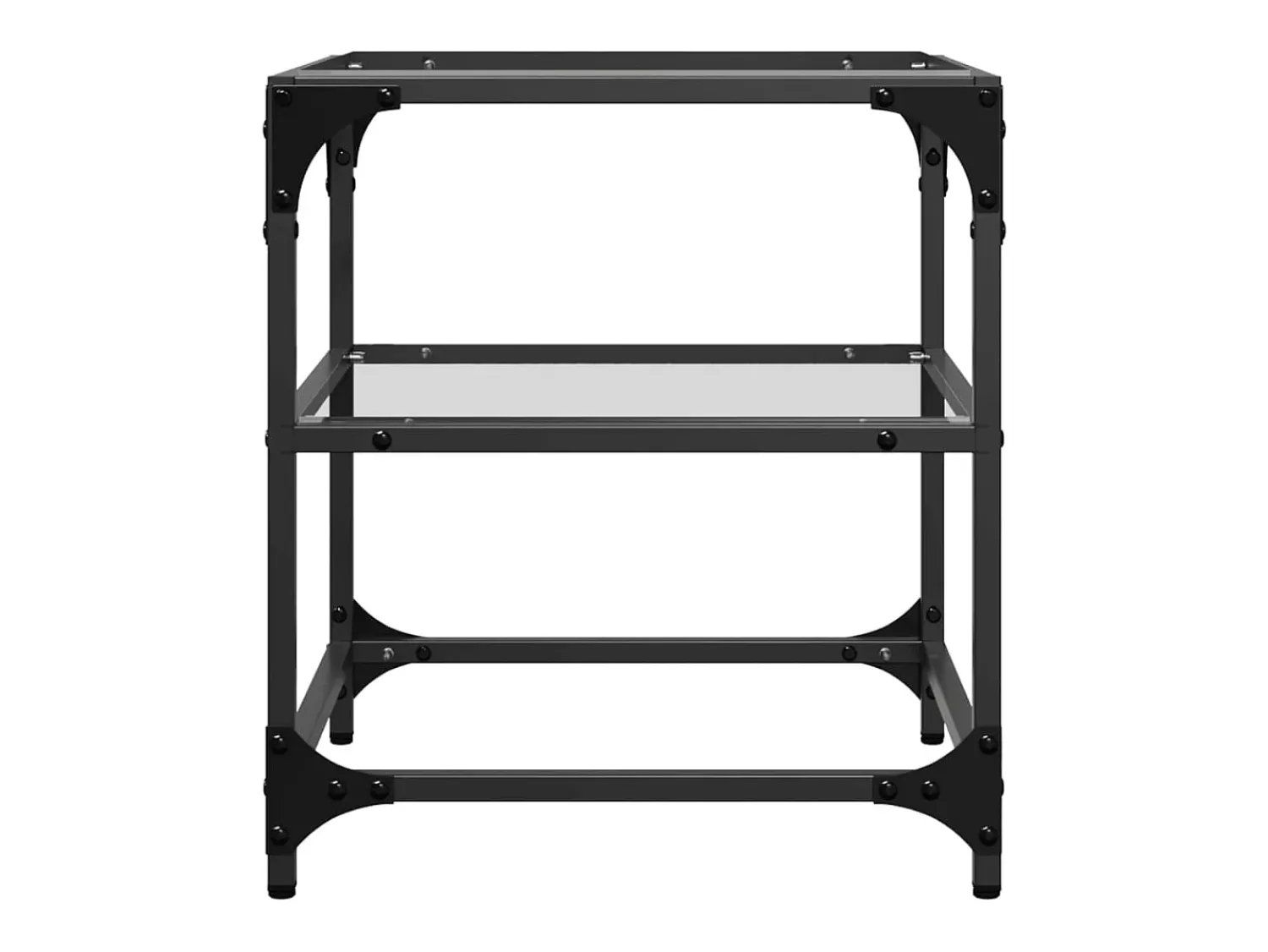 Mesa de centro c/ topo em vidro 40x40x45 cm aço PT561185^ Mesa De Centro