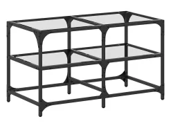 Mesa De Centro|vidaxl Mesa de centro c/ topo em vidro 78,5x40x45 cm aço Transparente
