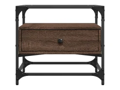 Mesa De Centro|vidaxl Mesa de centro c/ topo vidro 50x50x45 cm carvalho castanho aço Natural claro