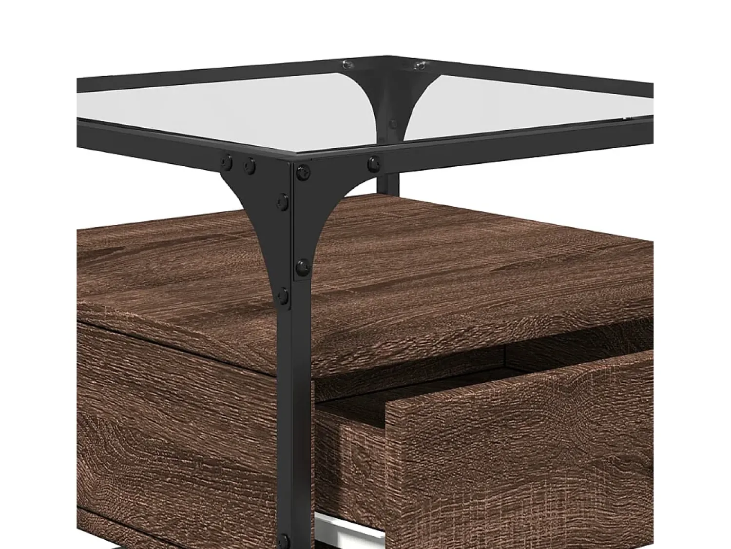 Mesa De Centro|vidaxl Mesa de centro c/ topo vidro 50x50x45 cm carvalho castanho aço Natural claro