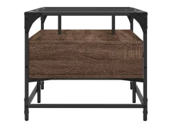 Mesa De Centro| Mesa de centro c/ topo vidro 98,5x50x45cm carvalho aço PT101796 Castanho