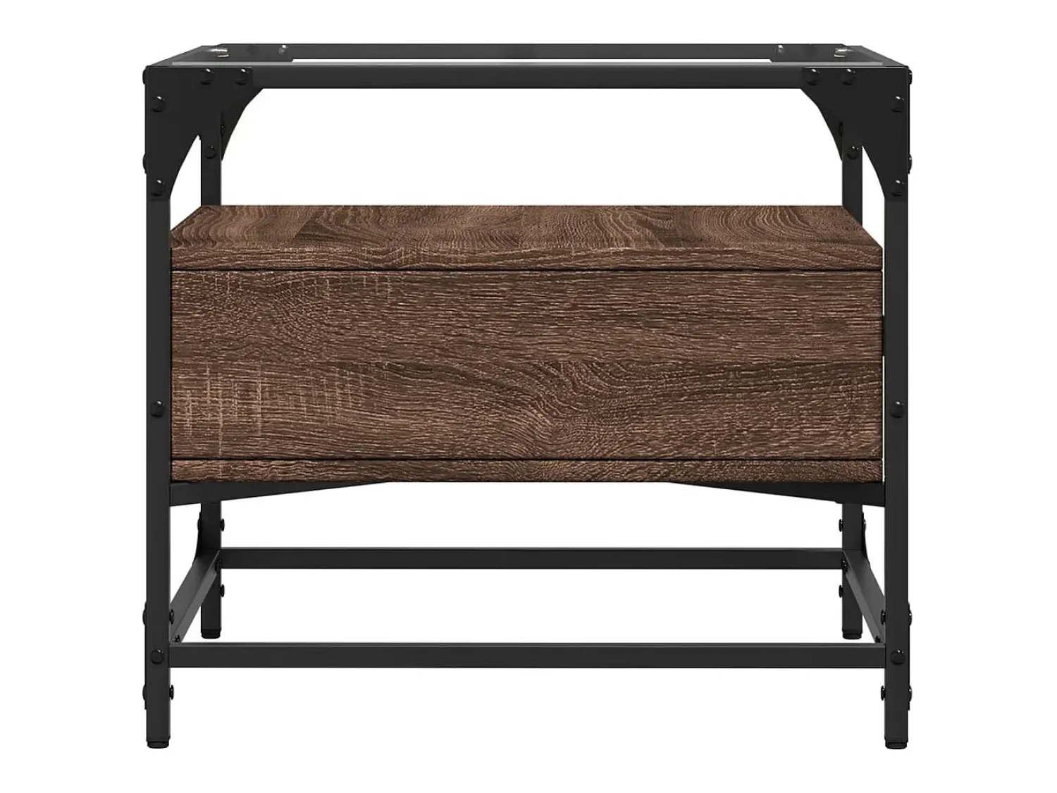 Mesa De Centro* Mesa de centro c/ topo vidro 50x50x45 cm carvalho aço PT436355 Castanho