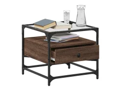 Mesa De Centro* Mesa de centro c/ topo vidro 50x50x45 cm carvalho aço PT436355 Castanho