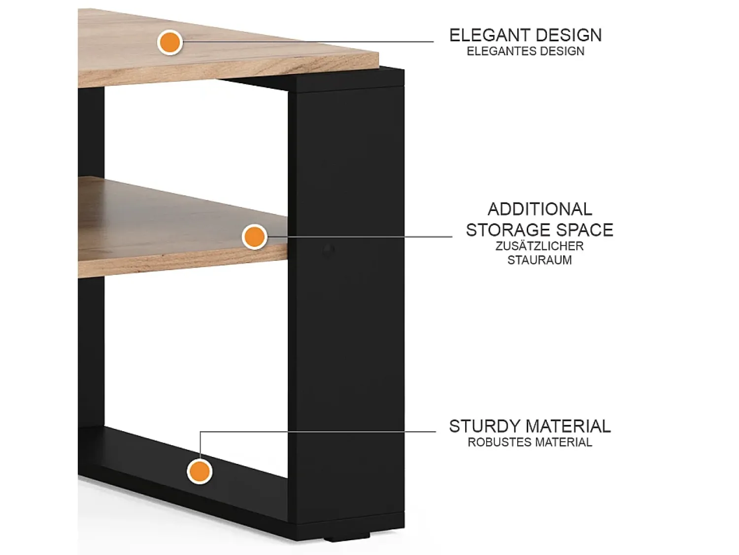 Mesa De Centro|Vicco Mesa de centro carvalho goldkraft 65.6x55.8x46.2 helm Natural escuro