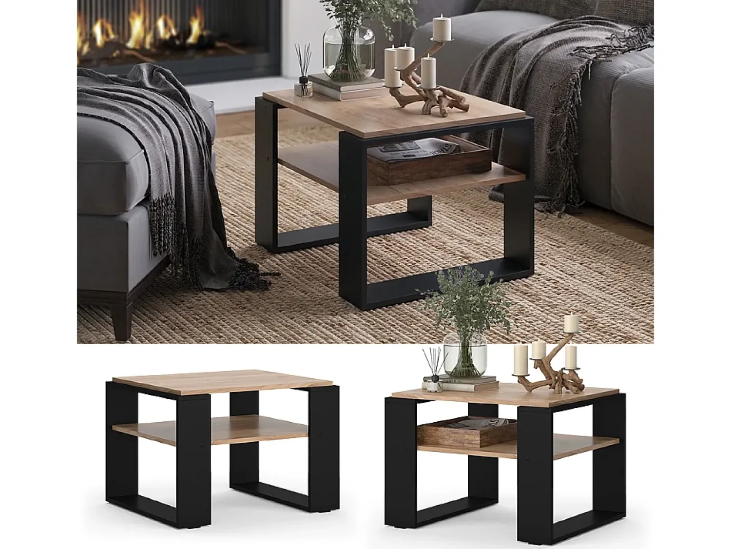 Mesa De Centro|Vicco Mesa de centro carvalho goldkraft 65.6x55.8x46.2 helm Natural escuro
