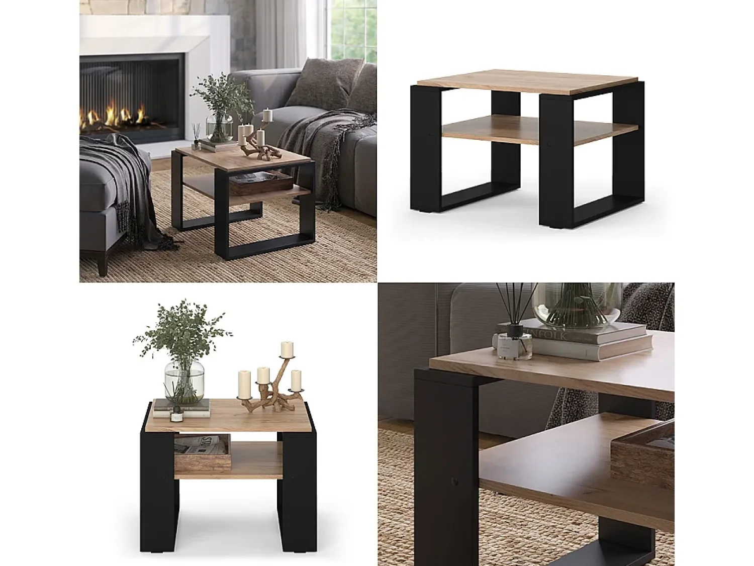 Mesa De Centro|Vicco Mesa de centro carvalho goldkraft 65.6x55.8x46.2 helm Natural escuro